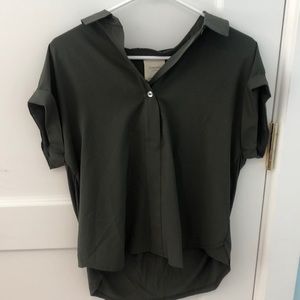 NWT Francesca’s Army Green Half Button Up Blouse